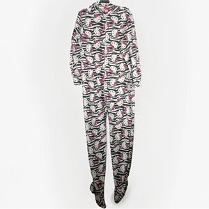 Sanrio Hello Kitty One Piece L Footie Pajamas Costume Black & White PJs